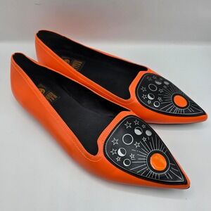 Strange Cvlt Cult Lydia Halloween Edition Orange Moon Pointed Toe Flats Ouija 13